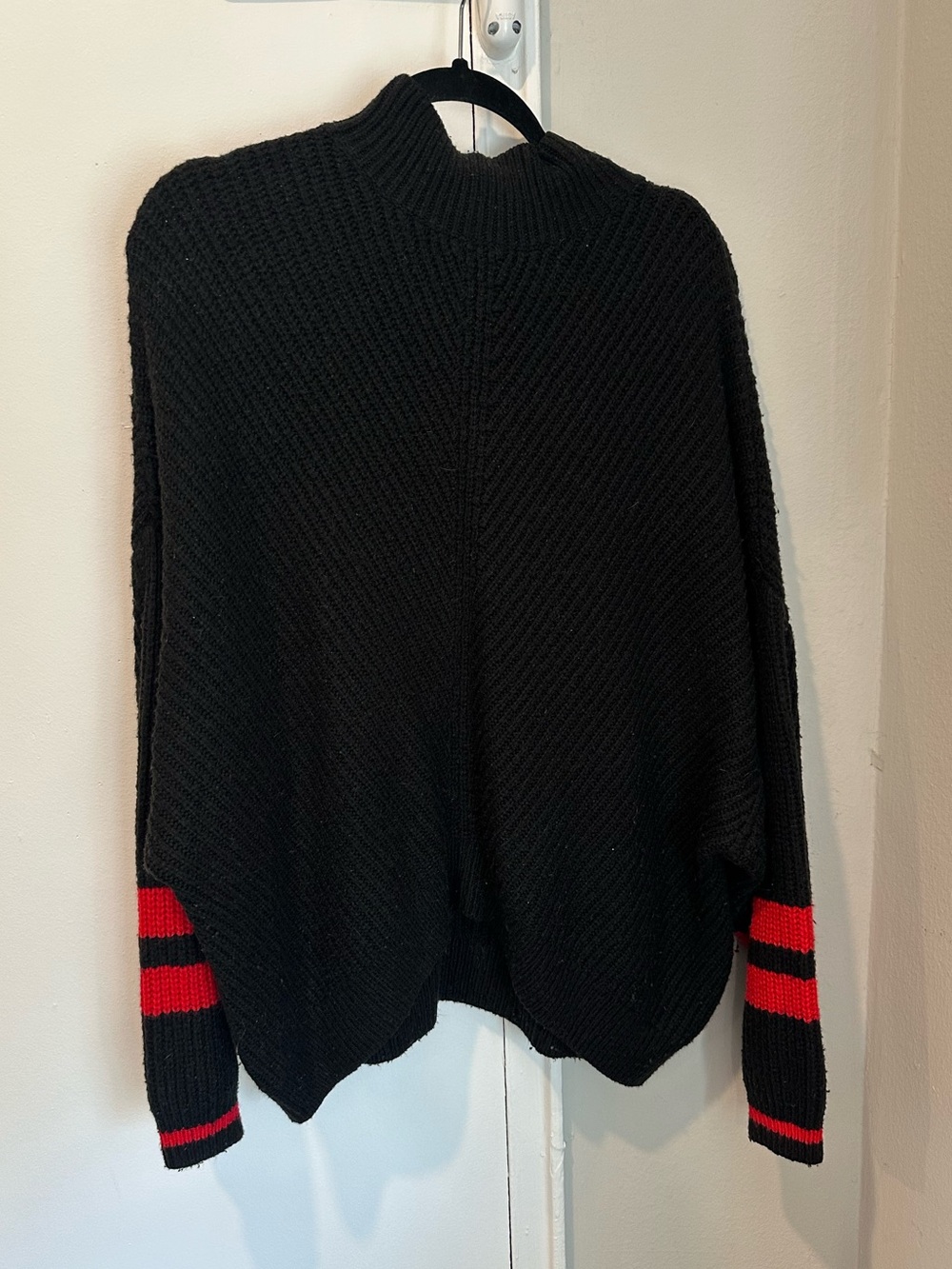 Express Cozy Black sweater with red stripes, Size L